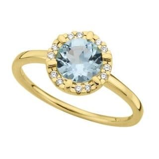 Edle Ringe – 585/- Gelbgold, Blautopas, 12 Brillanten